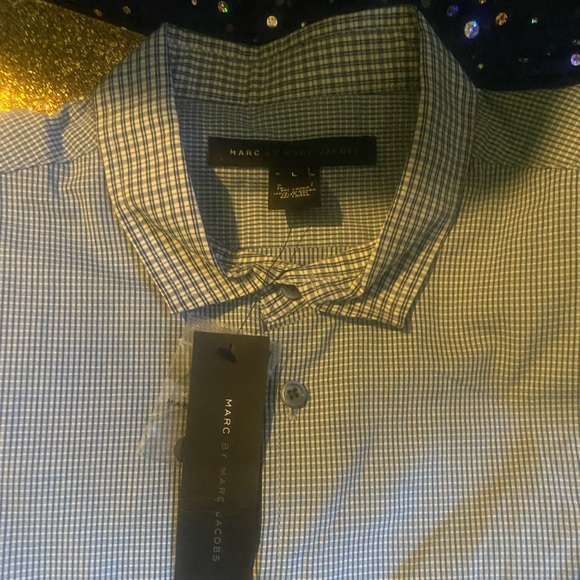 NWT MARC BY MARC JACOBS BLUE CHECK PRNT SUMMER LUX Shirt - Picture 2 of 11